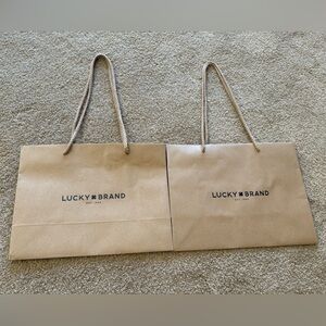 Lucky Brand Set of 2 Brown Shopping Bags with Rope Handles Gift Bags Holiday